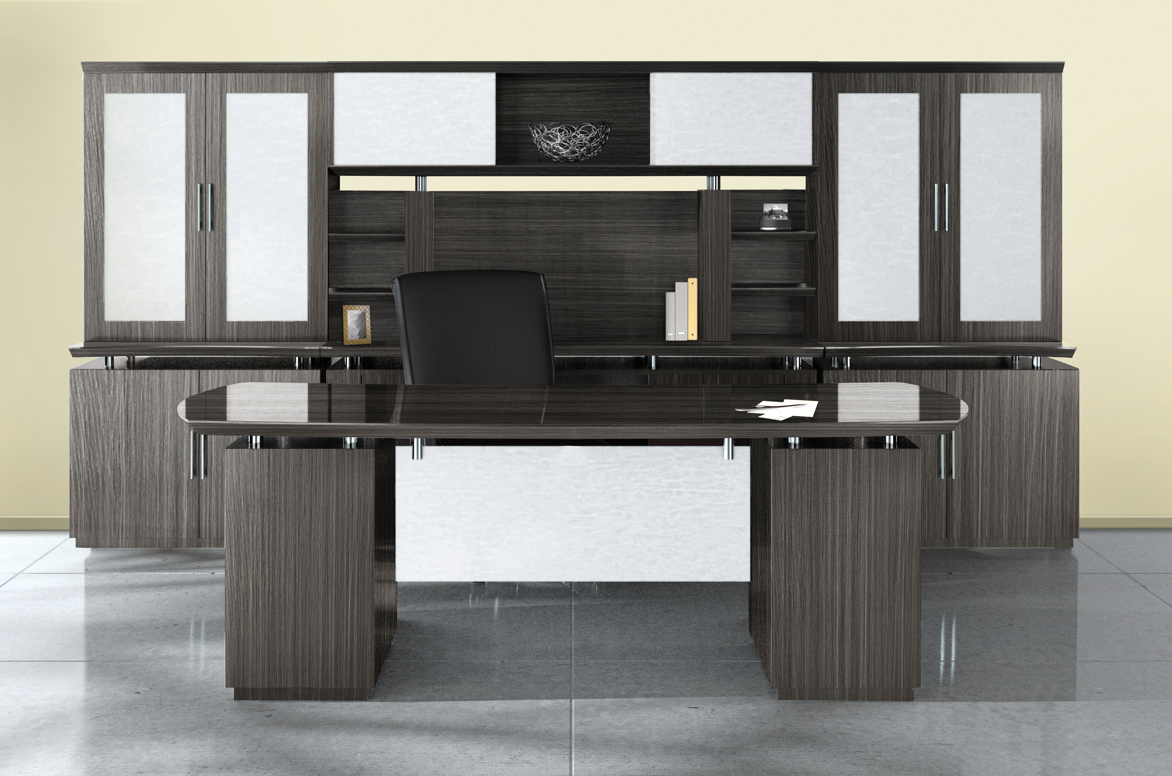 Acrylic Paneled Executive Desk in Office