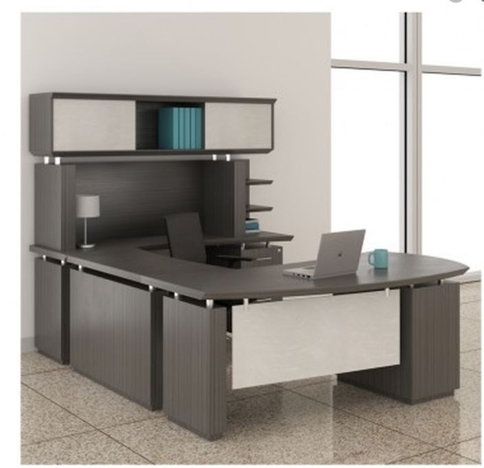 U-Shaped Desk in room with large windows