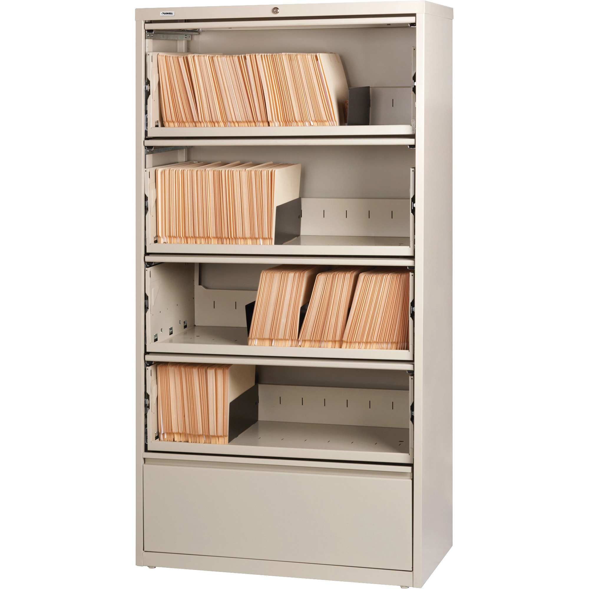 Light gray filing cabinets in office