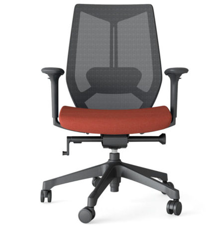 Black ergonomic padded chair in office