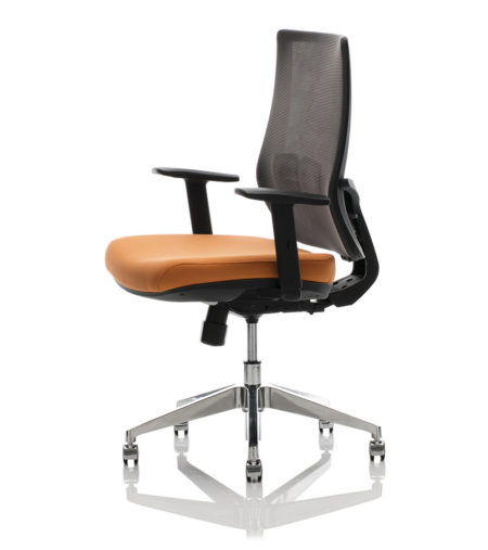 Black ergonomic padded chair in office