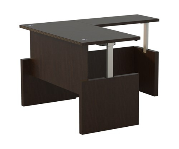 Dark brown adjustable height desk
