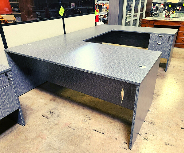 Large U-shaped gray desk