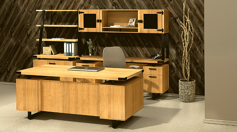 Modern rustic adjustable height desk